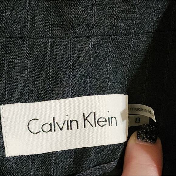 Calvin Klein Academia pin striped Tailored Fitted Blazer Jacket Size 8 Medium - Picture 3 of 6